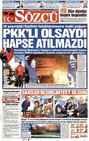 Gazete manşetleri (26 Aralık 2014)