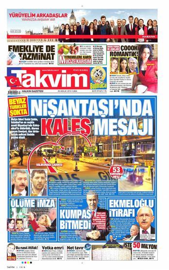 Gazete manşetleri (26 Aralık 2014)