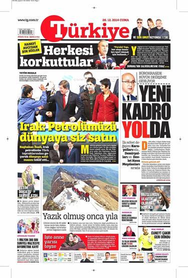 Gazete manşetleri (26 Aralık 2014)