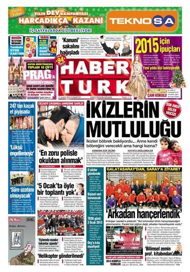 Gazete manşetleri (27 Aralık 2014)