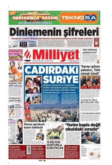 Gazete manşetleri (27 Aralık 2014)