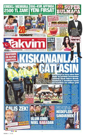 Gazete manşetleri (27 Aralık 2014)