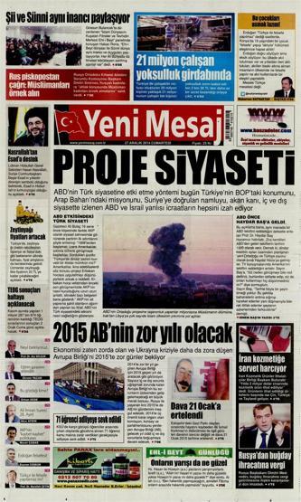 Gazete manşetleri (27 Aralık 2014)