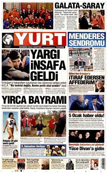 Gazete manşetleri (27 Aralık 2014)