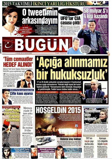 Gazete manşetleri (2 Ocak 2015)