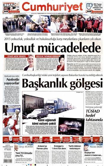 Gazete manşetleri (2 Ocak 2015)