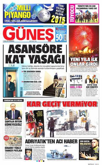 Gazete manşetleri (2 Ocak 2015)