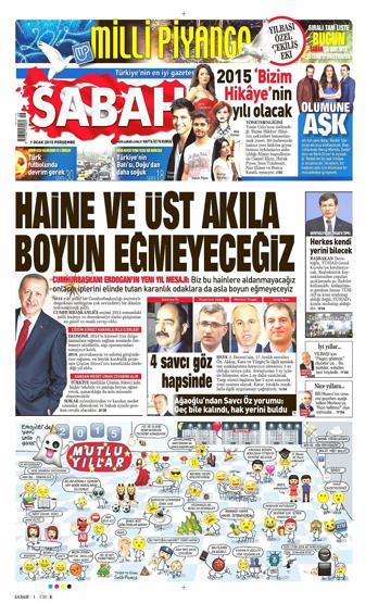 Gazete manşetleri (2 Ocak 2015)