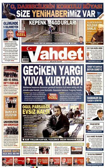 Gazete manşetleri (2 Ocak 2015)