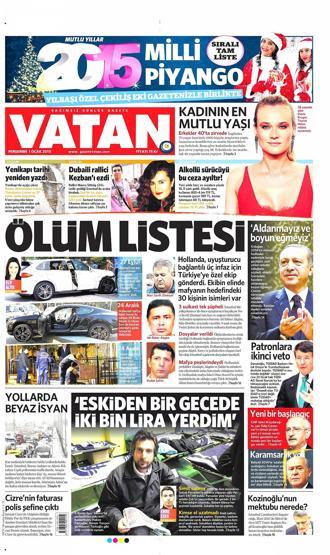 Gazete manşetleri (2 Ocak 2015)