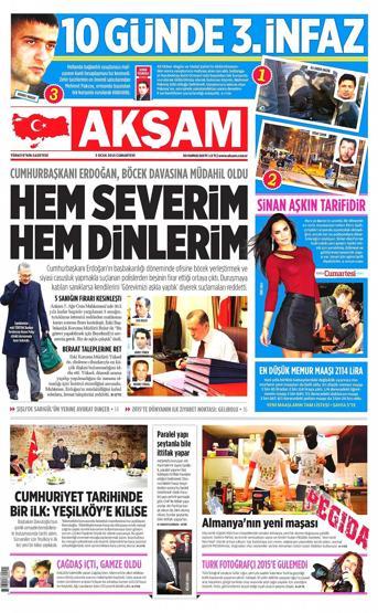 Gazete manşetleri (3 Ocak 2015)