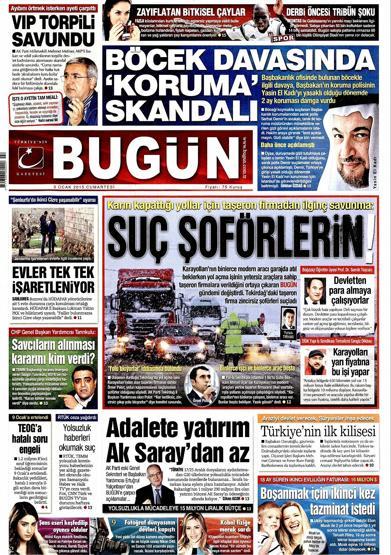 Gazete manşetleri (3 Ocak 2015)