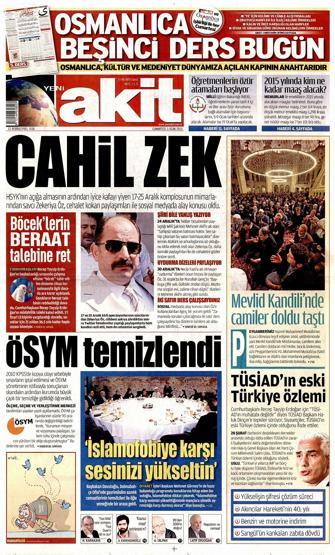Gazete manşetleri (3 Ocak 2015)