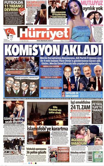 Gazete manşetleri (06 Ocak 2015)