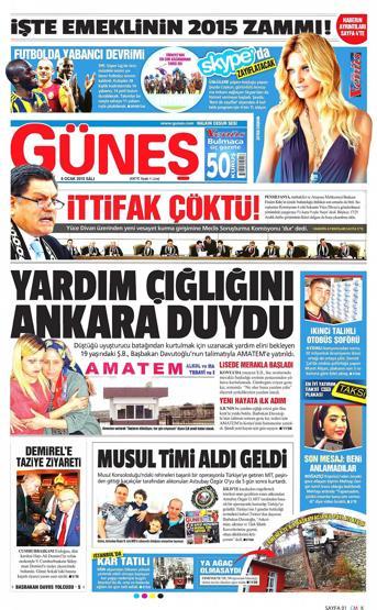 Gazete manşetleri (06 Ocak 2015)