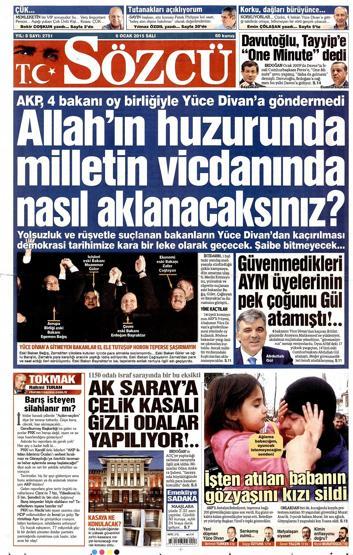 Gazete manşetleri (06 Ocak 2015)