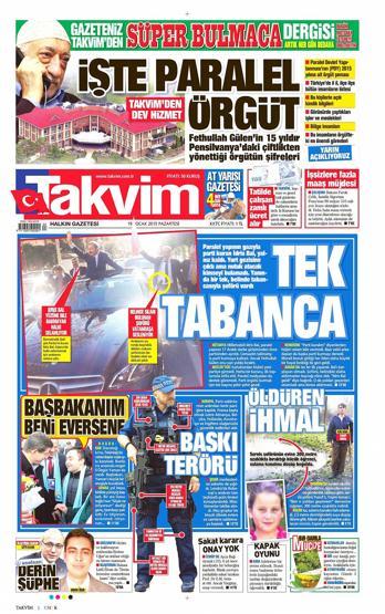 Gazete manşetleri (19 Ocak 2015)