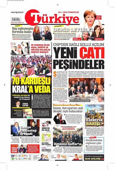 Gazete manşetleri (24.01.2015)