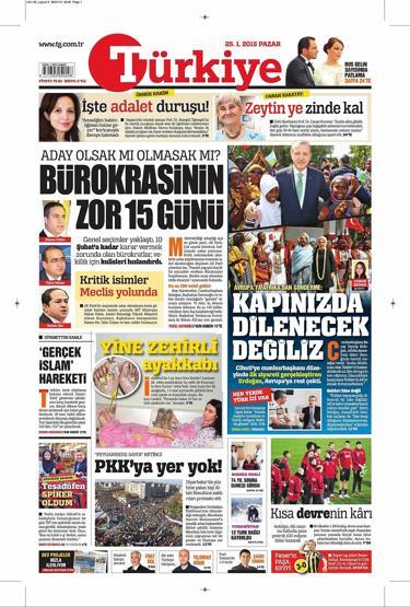 Gazete manşetleri (25.01.2015)