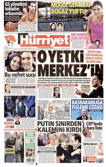 Gazete manşetleri (13 Şubat 2015)