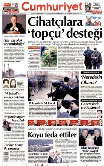 Gazete manşetleri (13 Şubat 2015)