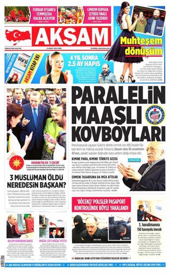 Gazete manşetleri (13 Şubat 2015)