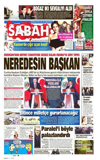 Gazete manşetleri (13 Şubat 2015)