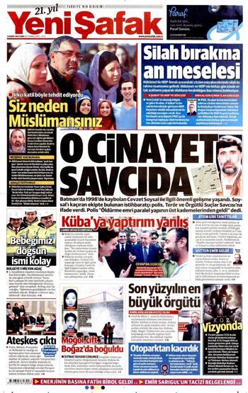 Gazete manşetleri (13 Şubat 2015)