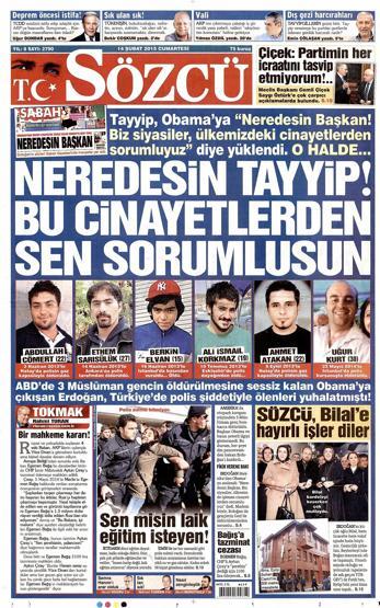 Gazete manşetleri (14.02.2015)