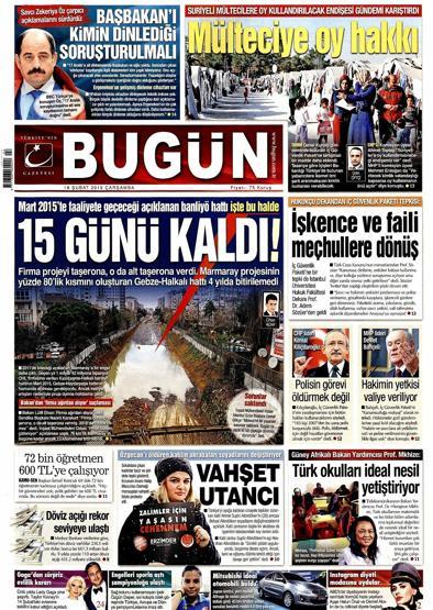 Gazete manşetleri (18 Şubat 2015)