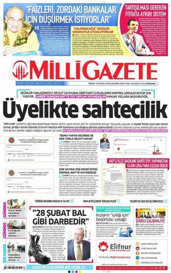 Gazete manşetleri (18 Şubat 2015)