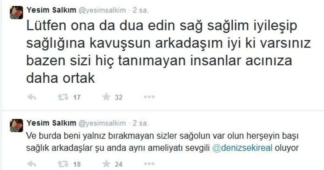 Yeşim Salkım: Deniz Seki şu an hastanede