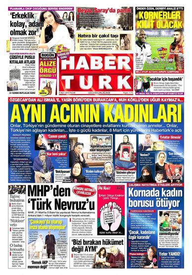Gazete manşetleri (08 Mart 2015)