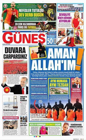Gazete manşetleri (08 Mart 2015)