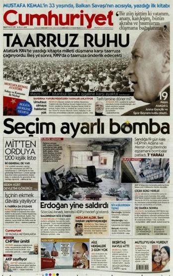 Günün gazete manşetleri (19 Mayıs 2015)