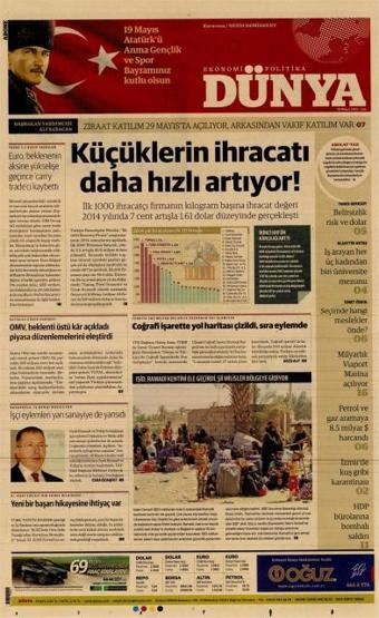 Günün gazete manşetleri (19 Mayıs 2015)