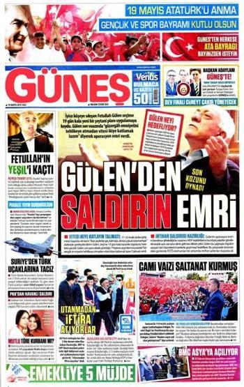 Günün gazete manşetleri (19 Mayıs 2015)