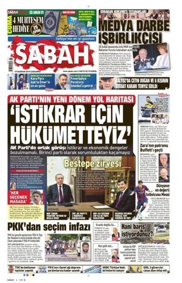 Günün gazete manşetleri (10 Haziran 2015)