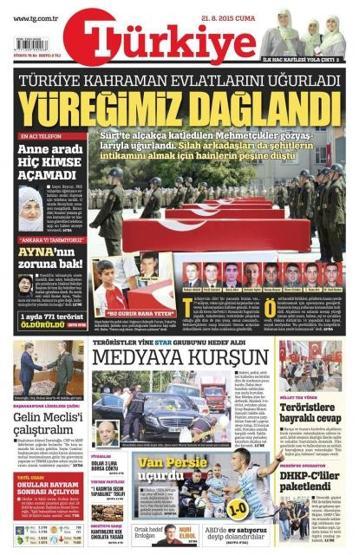 Gazete manşetleri (21.08.2015)