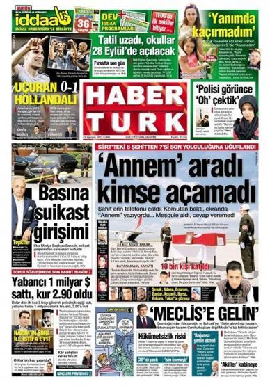 Gazete manşetleri (21.08.2015)