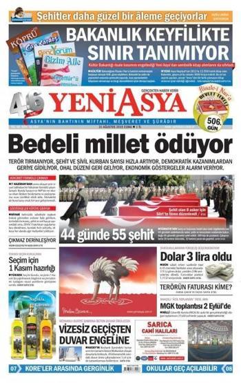 Gazete manşetleri (21.08.2015)