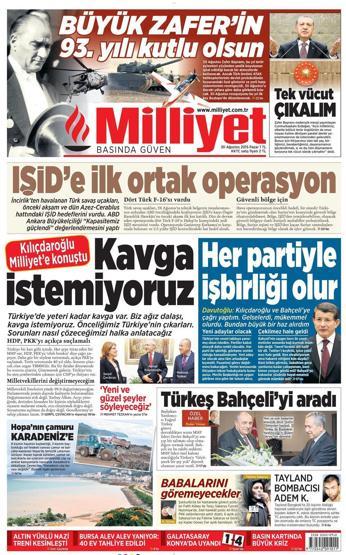 Gazete manşetleri (30.08.2015)
