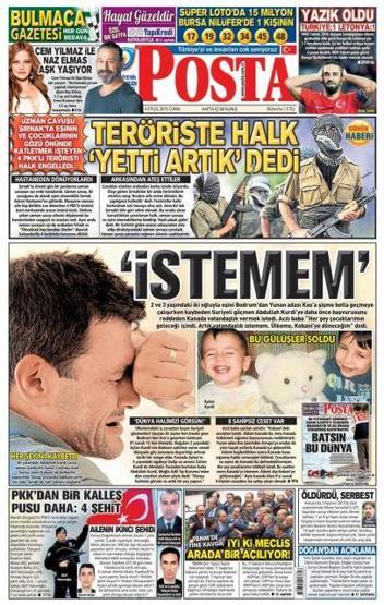 Gazete manşetleri (4 Eylül 2015)