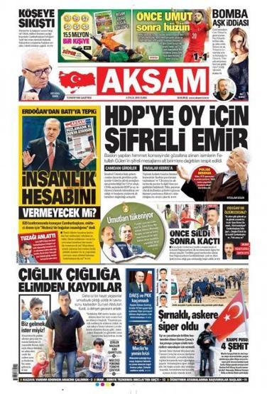Gazete manşetleri (4 Eylül 2015)