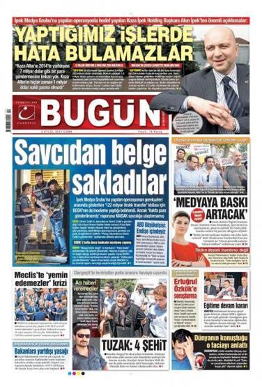 Gazete manşetleri (4 Eylül 2015)