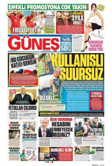 Gazete manşetleri (4 Eylül 2015)