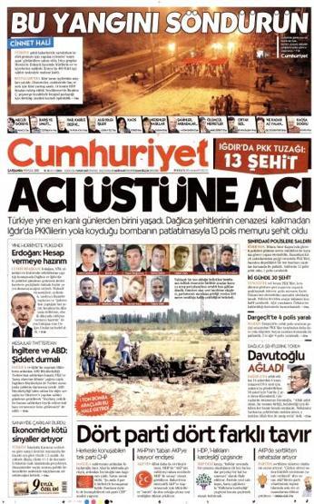 Gazete manşetleri (9 Eylül 2015)