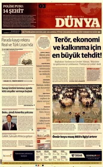 Gazete manşetleri (9 Eylül 2015)