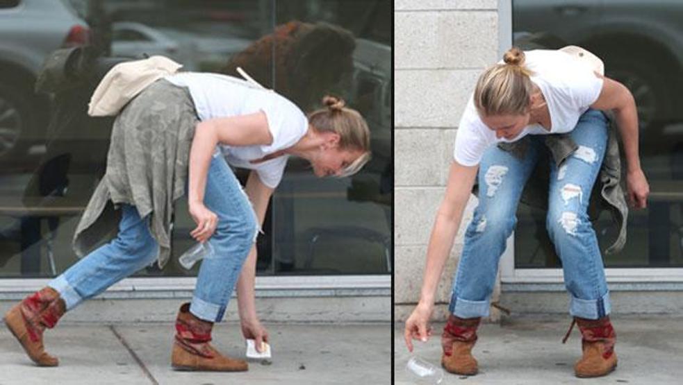 Cameron Diaz sokakta çöp topladı