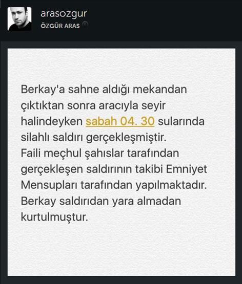 Şarkıcı Berkaya silahlı saldırının detayları